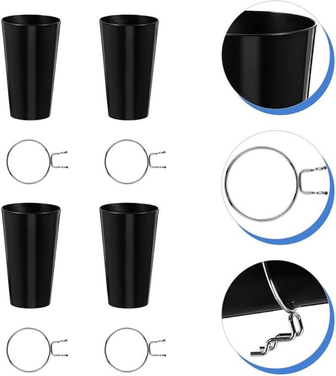 4 Sets Pegboard Hooks and Pegboard Cup Holders Kit with 8Cm Diameter Compatible with 500Ml Cups Multipurpose Workshop and Craft Room Organizer