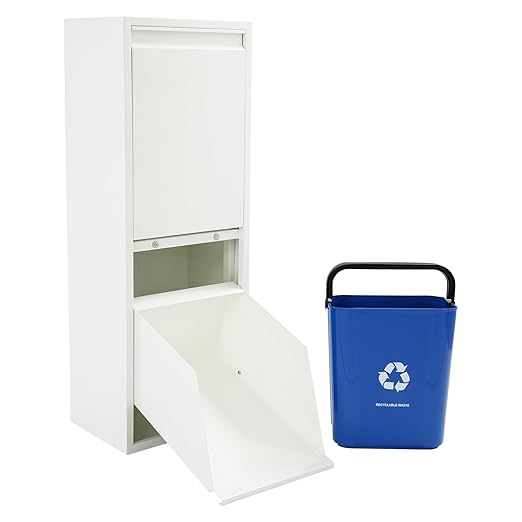 Dual Tilt Out Trash Can Cabinet Waste and Recycling Bin Combo Large Garbage Cans for Kitchen Home Stainless Steel Dog Proof Trash Can Cabinet