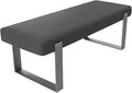 VANT Upholstered Bed Bench - Vintage Leather Grey Pewter - Brushed Nickel - Contemporary Modern, Bedroom Bench Seat, Hallway, or Entryway