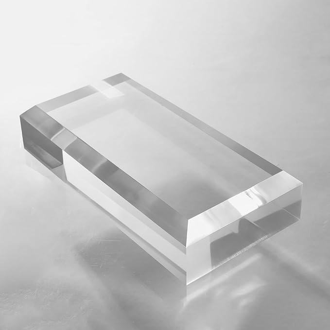 CiaoHER 2in Thickness Beveled Solid Acrylic Display Block Clear Polished Pedestal Stand Riser Solid Base (5x10)