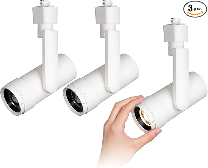 mirrea H Type LED Track Lighting Heads, Track Light Head with 24° to 60° Adjustable Beam Angle, 13.5W 90 CRI 3000K Warm White Painted, White Pack of 3