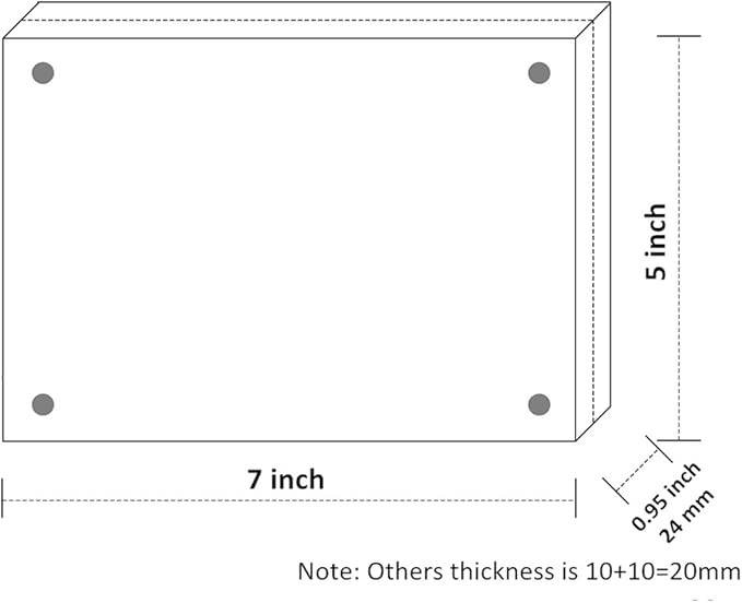 NIUBEE 5x7 Acrylic Picture Frame 3 Packs, Photo Frame 20% Thicker Block, Clear Frameless Acrylic Frames Double Sided，Magnetic frames for Desktop