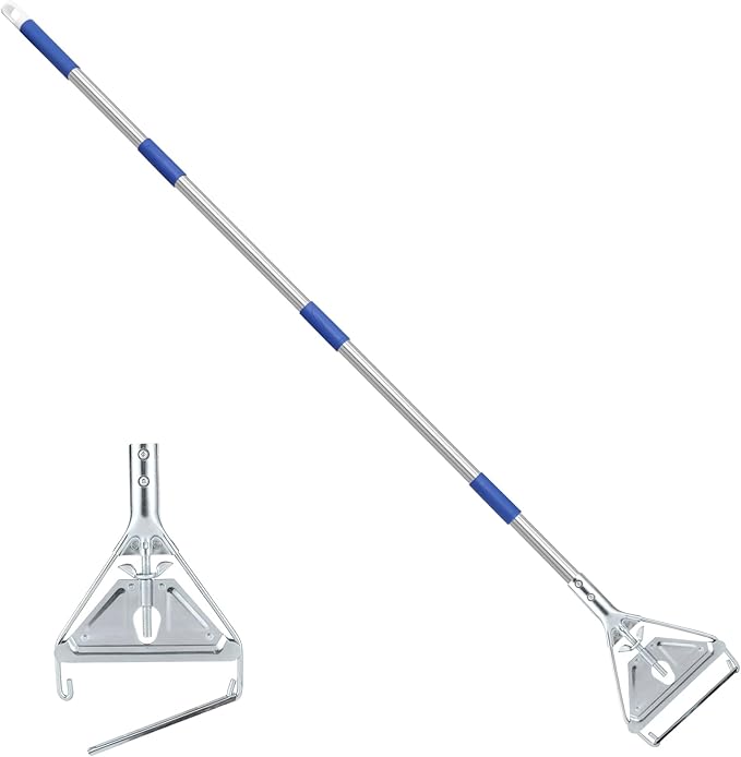 Commercial Mop Handle Heavy Duty, 59" Industrial Mop Stick - Universal Metal Replacement Mop Pole for Home, Garage, Office, Workshop & Warehouse Floor Cleaning