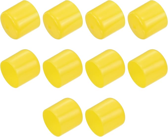 uxcell 10pcs Rubber End Caps 32mm(1 1/4") ID Vinyl Round End Cap Cover Screw Thread Protectors Yellow