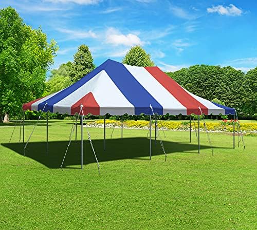 TentandTable 20' x 30' Premium Canopy Tent, Red/White/Blue, Outdoor Pole Tent, 60-120 Person Capacity for Parties, Weddings, Events, Commercial and Residential Use, Large Heavy Duty Vinyl Canopy Tents