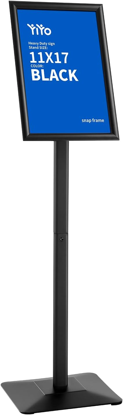 YIYO Sign Stand Poster Stand，adjustable heavy duty pedestal Sign Holder Floor Stand，aluminium frame floor standing for display11*17 inch，Black (11*17 Black)