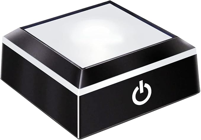 EUSTUMA LED Light Base Non-Slip Square Display Stand In A Variety of Colors,Suitable for Glass Crystal Spherical Artwork (Flat Top Surface)