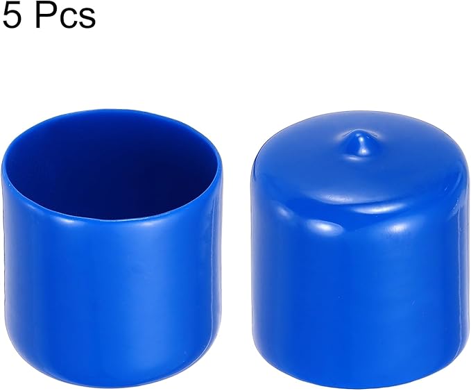 uxcell 5pcs Rubber End Caps 32mm(1.3 Inch) ID Vinyl PVC Round Tube Bolt Cap Cover Screw Thread Protectors Blue