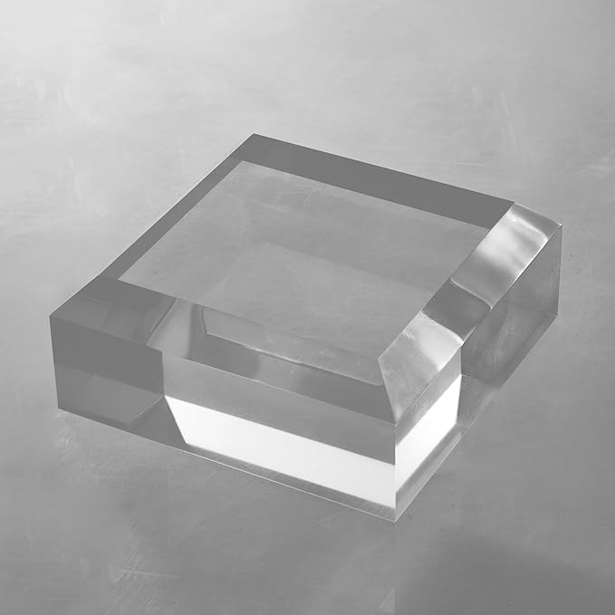 CiaoHER 2in Thickness Beveled Solid Acrylic Display Block Clear Polished Pedestal Stand Riser Solid Base (5x5)