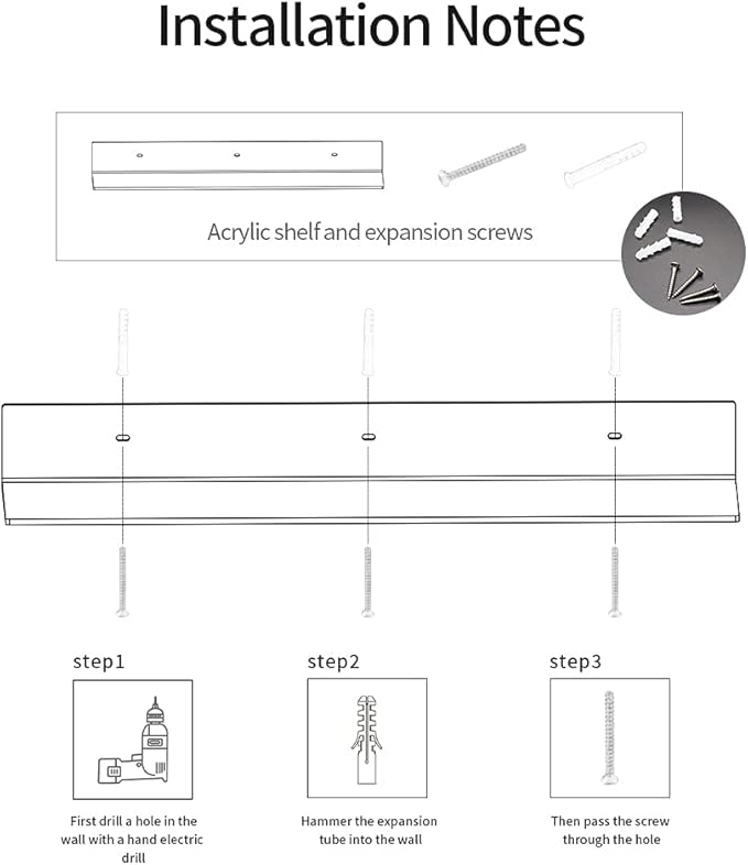 24 Inches Clear Floating Shelves for Wall, Acrylic Long Wall Shelf, Wall Mounted Shelves for Plants, Speaker, Radio, Funko Pop, Stuffed Animal, Books, Cosmetics, Toiletries, 2 Pack (24 Inch)