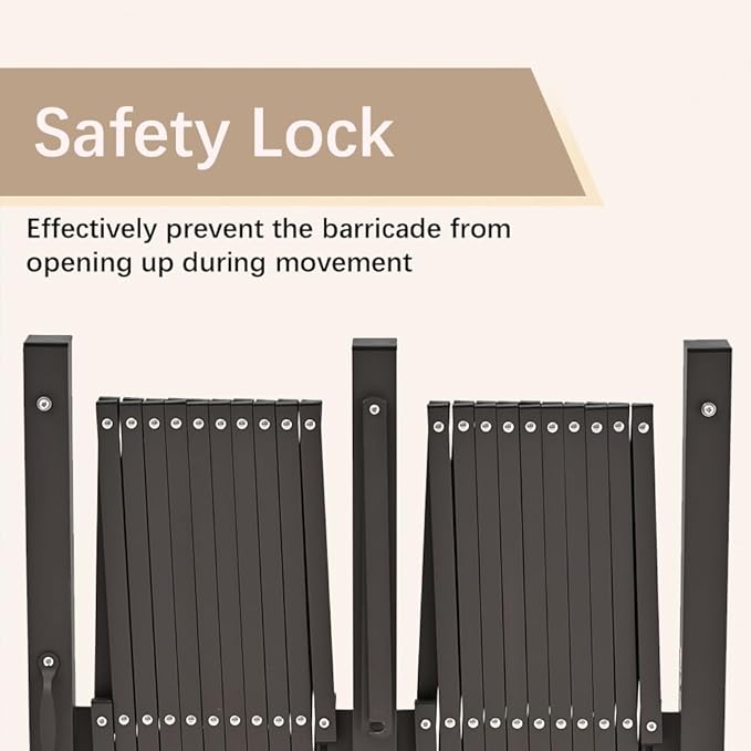 GYMTIME Expandable Metal Barricade, Safety Barrier with Casters, Retractable Garden Fence, Folding Security Temporary Gate for Home Indoor, Upgrade Stainless Steel Edge Posts, Brown, 23 Feet