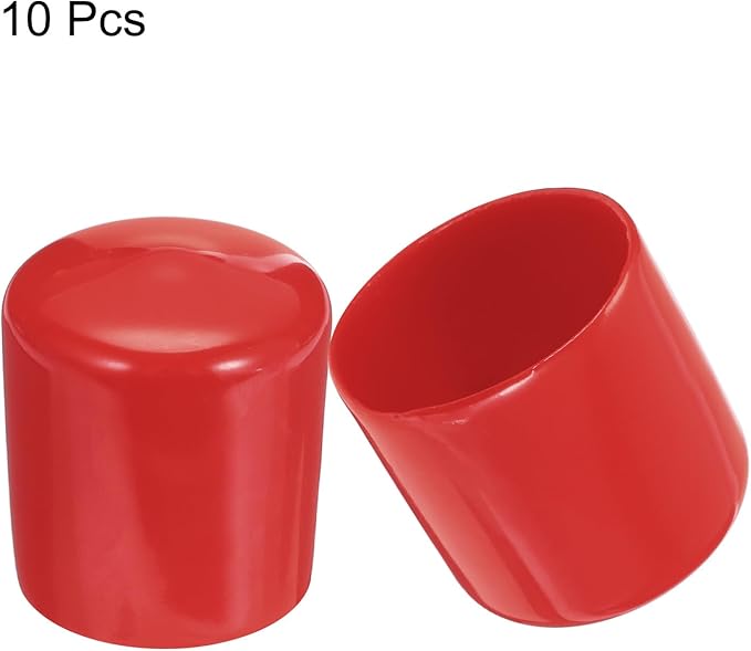 uxcell 10pcs Rubber End Caps 31mm(1.2") ID Vinyl Round End Cap Cover Screw Thread Protectors Red