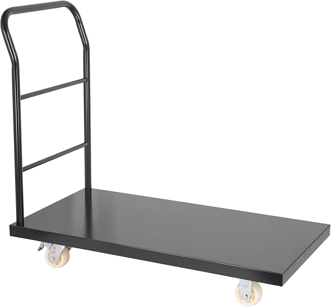 Heavy Duty Platform Truck, 3000 lbs Capacity Steel Flatbed Cart, 47" x 24" Push Cart Dolly, Black Platform Cart for Luggage and Equipment Moving