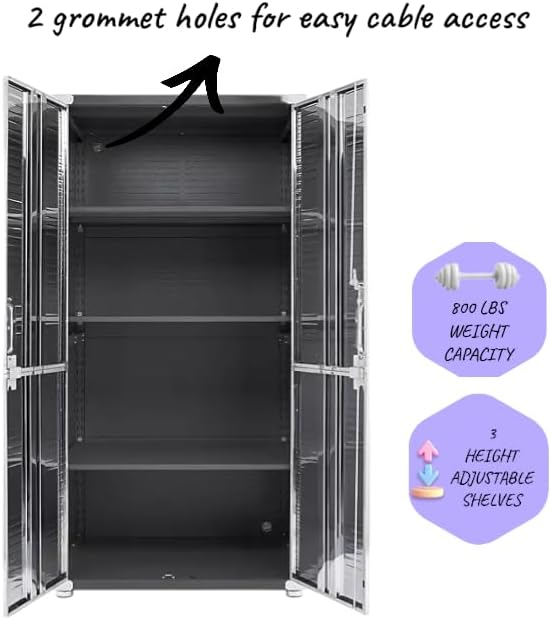 Heavy Duty Storage Solid Stainless Steel Cabinet with Lockable, Adjustable Shelf, Metal Garage Organizer (Graphite, 36" W x 24" D x 72" H)