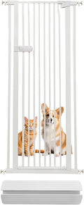 Lumizone Extra Tall Cat Gate 55.12" High Pressure Mounted Extra Wide 2025 New (17 Sizes) 1.37" Gap No Drilling Auto-Close One-Handed Operation Tall Pet Gate for Dogs(White, 55.12" H x 26.18"-29.91" W)