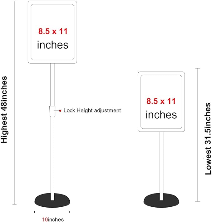 HUAZI Sign Holder Pedestal Sign Stand 8.5x11 inches with Base for Floor Vertical & Horizontal View Displayed,Snap-Open Frame with Safety Corner Outdoor,2 Pack