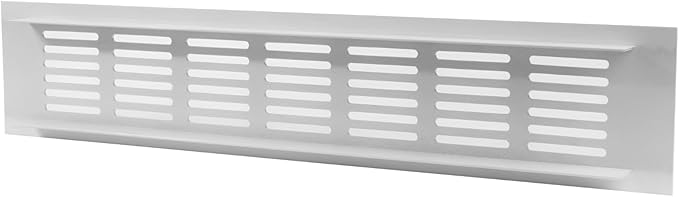 Vent Systems 11.81 x 2.36 (Outer Size) - Pack of 2 - Rectangular Door Vent - White Aluminum Vent Cover Toe Kick Vent Cover - HVAC for Home Cabinet Vent - Intake/Exhaust Door Return Air Vent