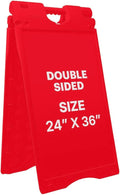 Jumbl Outdoor A-Frame Sandwich Signboard 24” x 36” Display Surface – w/PVC Sign Protector & Sand Fill Holes – Duel Display Signage Stand for Storefront Sidewalk Curb (Red)