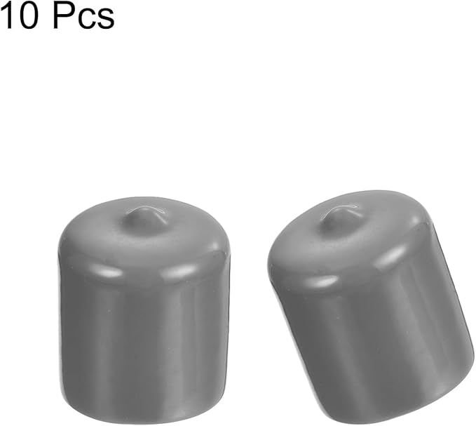 uxcell 10pcs Rubber End Caps 23mm ID Vinyl Round End Cap Cover Screw Thread Protector Light Grey
