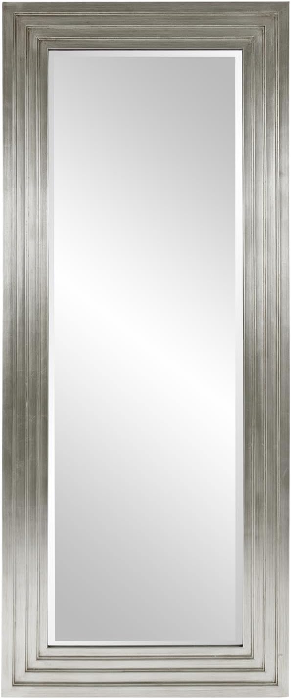 Howard Elliott Nickel Tall Delano Mirror, Large Self Standing Full Length Rectangular Mirror with Stepped Levels, 34 x 82 Inch