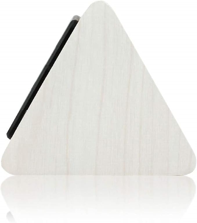 GEARONIC Digital Alarm Clock Wooden Alarm Clock Wood Modern Triangle Alarm Digital Desk Clock, Displays Time Date Temperature Calendar Wood Made Electric Clocks for Bedroom, Bedside - White