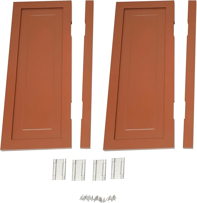Solid Wood Interior Swing Door with Metal Hinges - Swinging Cafe Doors for Kitchen, Stairs, Bedroom Entrance & Partition (Brown, 31.5"X35.43")
