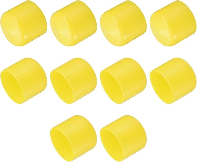 uxcell 10pcs Rubber End Caps 50mm(2") ID Vinyl Round End Cap Cover Screw Thread Protectors Yellow