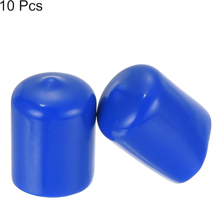 uxcell 10pcs Rubber End Caps 21mm ID Vinyl Round Tube Bolt Cap Cover Screw Thread Protectors Blue