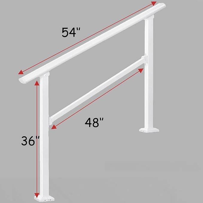 Hand Rails for Outdoor Steps,4 Step Stair Handrail & Indoor Stair Railing Kit，Metty Metal Railings for Outdoor Steps and Hand Rails for Seniors for Porch Railing