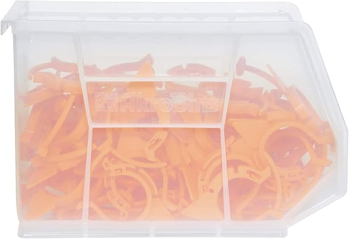Akro-Mils 30239 AkroBins Plastic Storage Bins, Space-Saving Stackable Bins for Garage, Pantry, Craft Organization, 11-" x 8-" x 7-", Black, 6-Pack