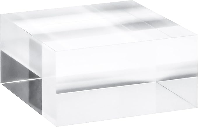Red Co. Crystal Clear Polished Solid Acrylic Cube Jewelry Display Stand Pedestal Riser, 2” x 4” x 4”