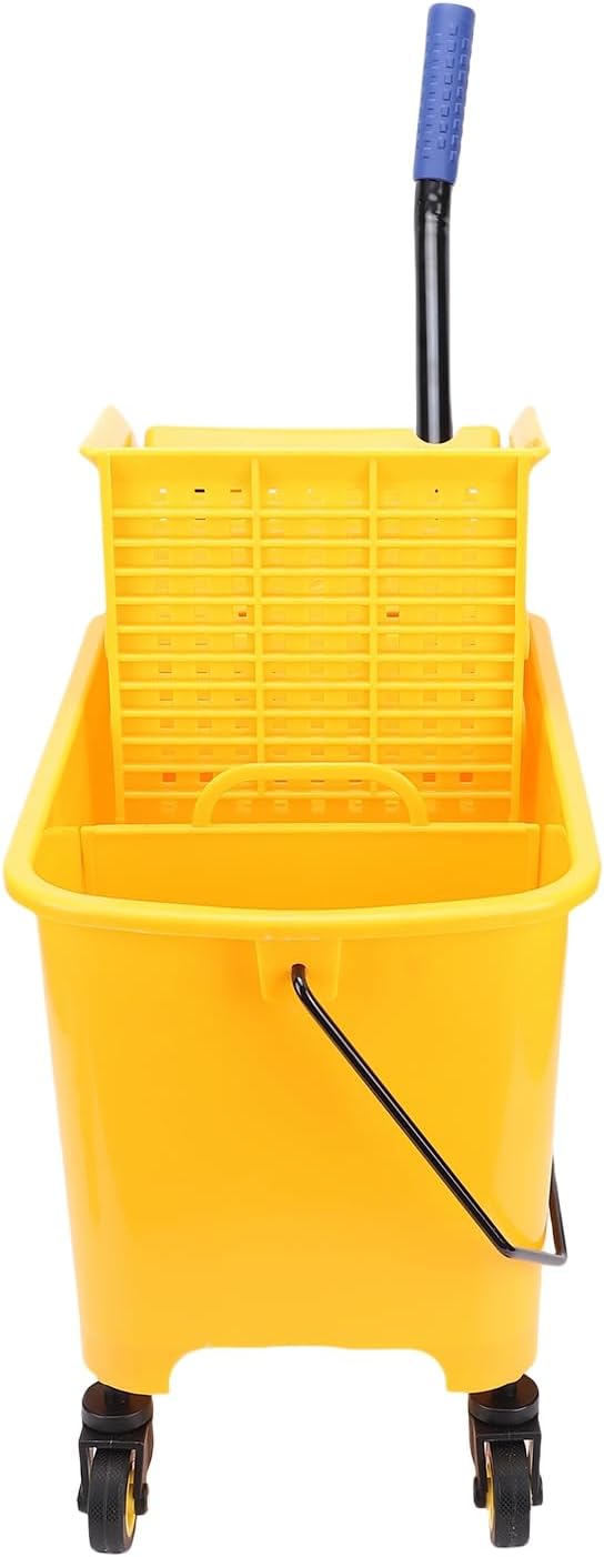 Hyuduo Mop Bucket, 20L Side Press Wringer Commercial Mop Bucket with Wheels and Handle, for Floor Cleaning in Restaurants Offices and Industrial Sites