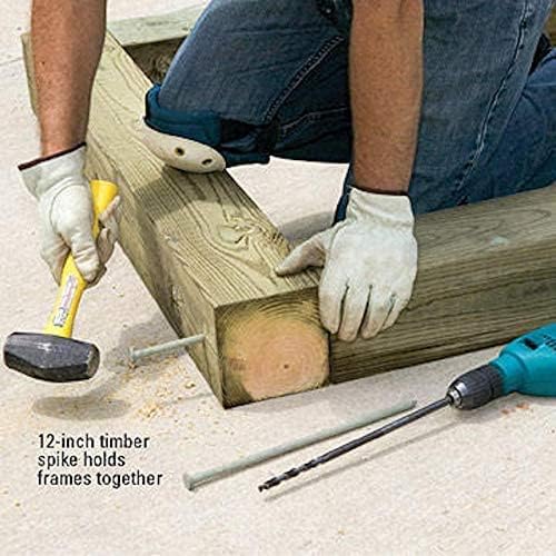 25-Pack Round Metal Landscape & Paver Edging Anchoring Stake, 12-Inch Length - Spiral Bright Spike Timber Nail, Tent Spikes, Camping, Trapping, Landscape, More (25)