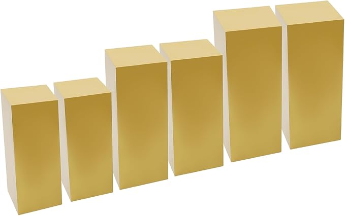 6Pcs Metal Pedestal Stand for Party, Large Gold Cake Stand, Pedestal Display Plinth Pillars for Wedding Ceremony Birthday Party Art Decor, Column Decorative Cube for Wedding Dessert Table Display