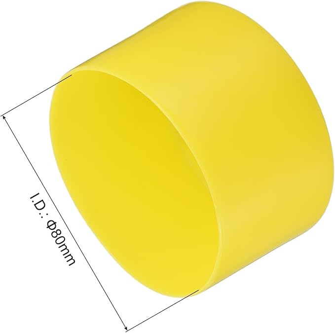 uxcell 4pcs Rubber End Caps 80mm(3 1/8") ID Vinyl Round Tube Bolt Cap Cover Screw Thread Protectors Yellow, 50mm Height