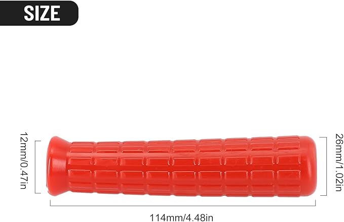 2Pcs Wheelbarrow Rubber Handles Replacement, Anti-slip Handle Grip Covers Weatherproof Handles Non-Slip Round Tubes for Garden Carts(114x12mm Red)