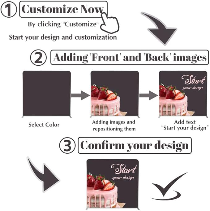 Customize Exhibition Tension Fabric Store Sign Holders Display Stand Frame and Benner Set - Double Sided Printing 7.5×7.5 FT