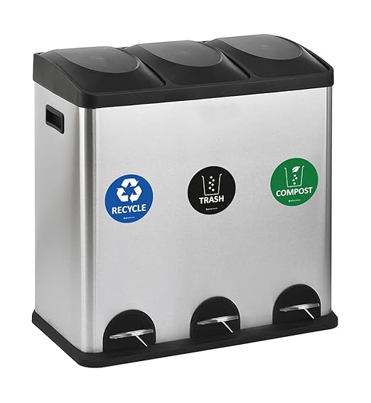 IGNIXIA Compost & Recycle Stickers - Premium Vinyl for Compost Bin, Recycle Bin - Pack of 6 for Metal or Plastic Trash Can