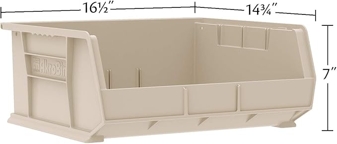 Akro-Mils 30250 AkroBins Plastic Storage Bins, Space-Saving Stackable Bins for Garage, Pantry, Craft Organization, 15-Inch x 16-Inch x 7-Inch, Yellow, 6-Pack