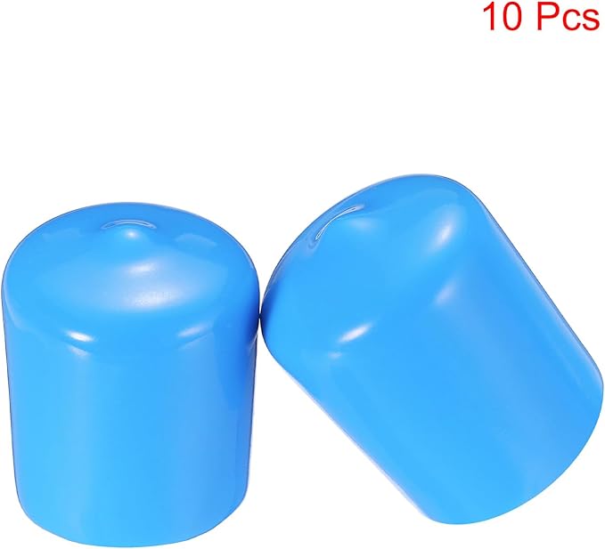uxcell 10pcs Rubber End Caps 22mm(7/8") ID Vinyl Round End Cap Cover Screw Thread Protectors,Light Blue