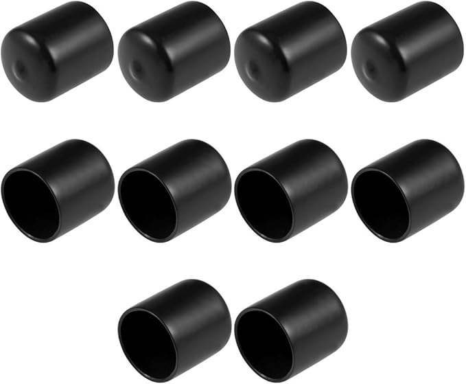 uxcell 10pcs Rubber End Caps 28mm ID Vinyl Round End Cap Cover Screw Thread Protectors Black