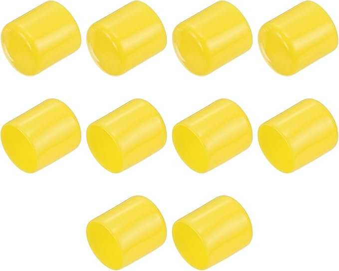 uxcell 10pcs Rubber End Caps 29mm(1 1/8") ID Vinyl Round End Cap Cover Screw Thread Protectors Yellow