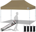 Eurmax USA 10'x15' Pop Up Canopy Tent Commercial Instant Canopies with Heavy Duty Roller Bag,Bonus 4 Sand Weights Bags (Khaki)