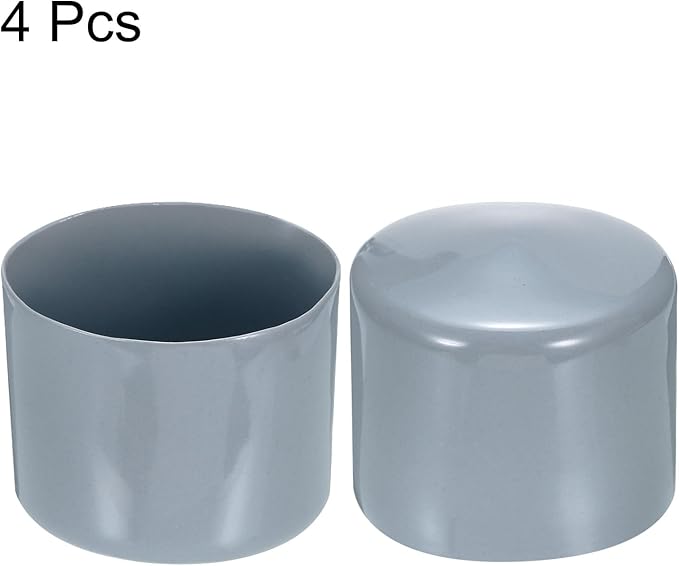 uxcell 4pcs Rubber End Caps 50mm ID Vinyl Round Tube Bolt Cap Cover Screw Thread Protectors Grey, 40mm Height
