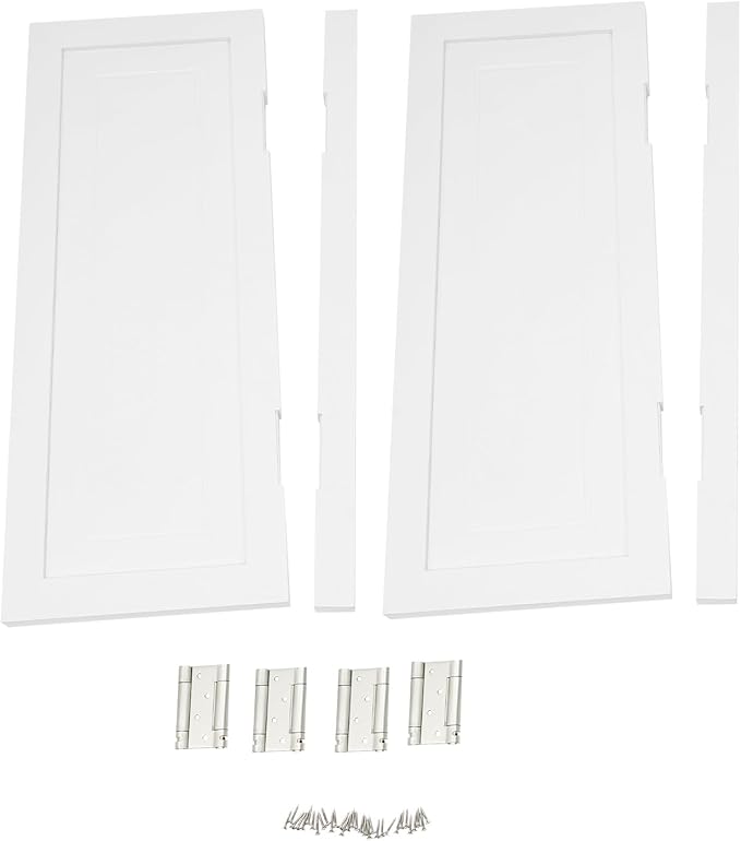 Solid Wood Interior Swing Door with Metal Hinges - Swinging Cafe Doors for Kitchen, Stairs, Bedroom Entrance & Partition (White, 31.5"X35.43")