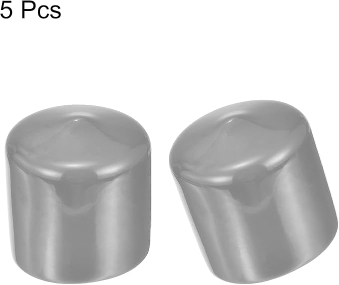 uxcell 5pcs Rubber End Caps Protective Caps 45mm ID Vinyl PVC Round Tube Bolt Cap Cover Screw Thread Protectors Light Gray