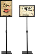HYNAWIN Adjustable Floor Sign Stand Heavy Duty Pedestal Holder , with Aluminum Snap Open Frame for 8.5x11 Inches, Both Vertical and Horizontal View Displayed, Black