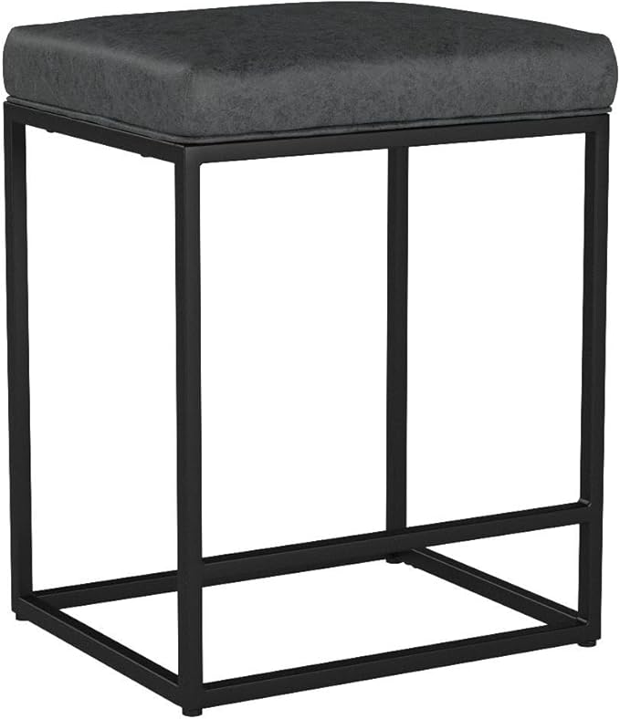 MAISON ARTS Counter Height 24" Bar Stools Set of 2 for Kitchen Counter Backless Modern Barstools Industrial Upholstered Faux Leather Stools Farmhouse Island Chairs, (24 Inch, Grey)