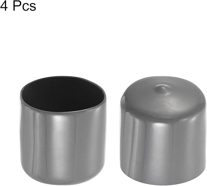 uxcell 4pcs Rubber End Caps 41mm ID Vinyl Round End Cap Cover Screw Thread Protectors Dark Grey, 40mm Height