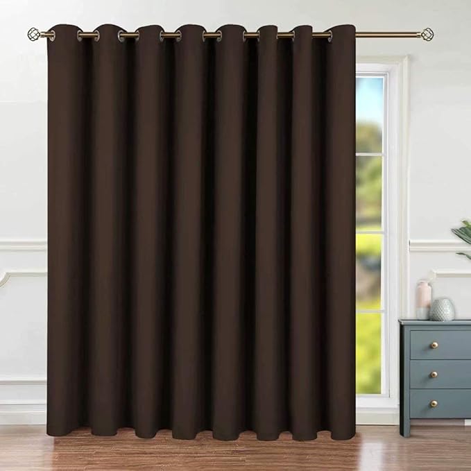 BGment Fashion Sliding Door Curtain 180 X 96 Inches, Wide Thermal Blackout Curtains Room Darkening Room Divider Window Drape, 1 Panel, Brown, 96 Length X Wide 180